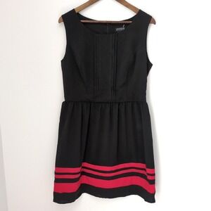 En Focus‎ Studio Women's Sz 14 Black Sleeveless with Red Bottom Stripe Dress
